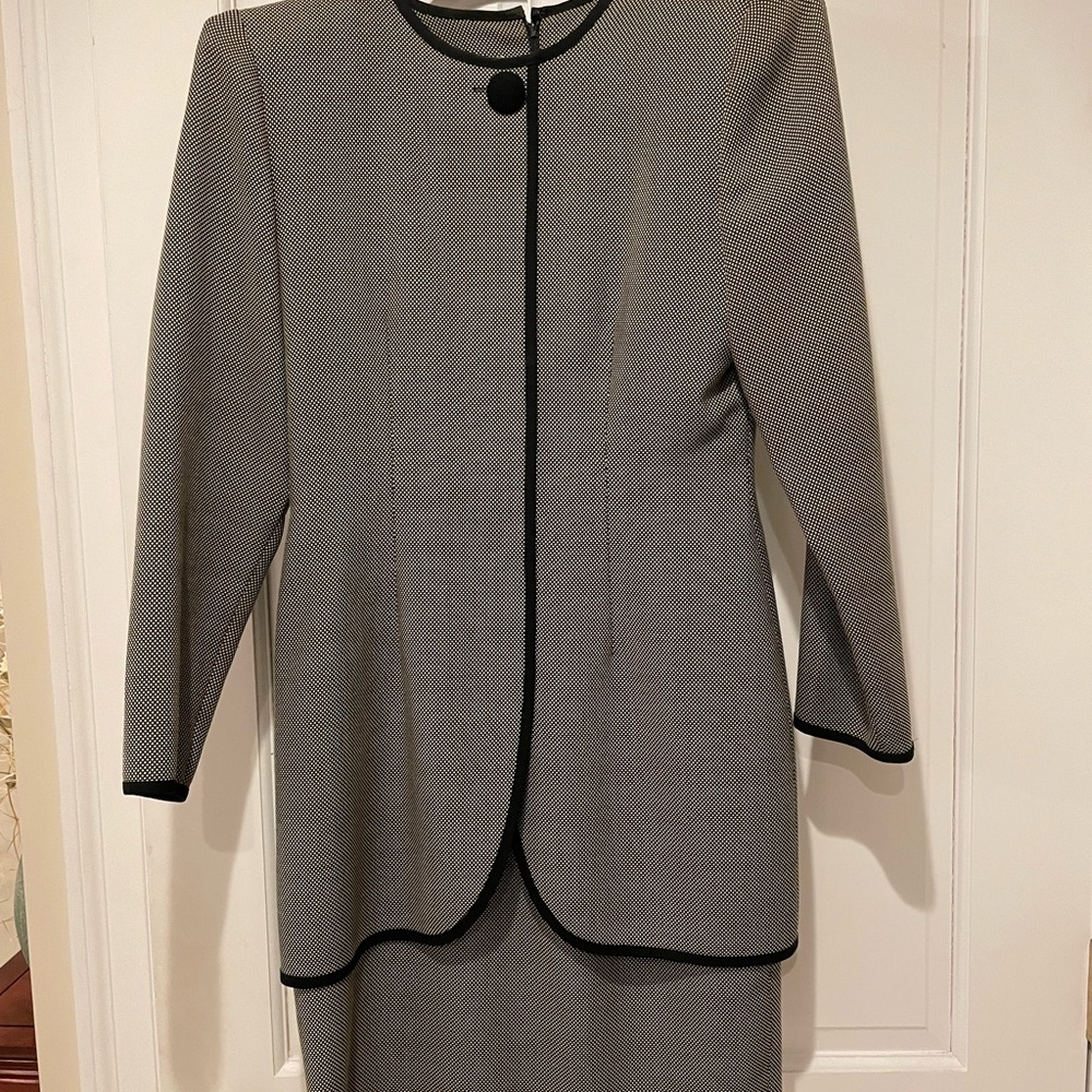 Ann Taylor Gray Blazer with Black Trim